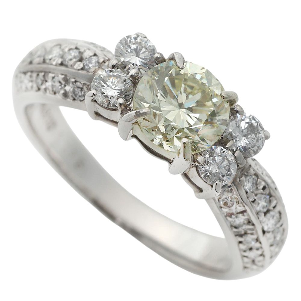 鑑付 リング 指輪 6.3 g プラチナ Pt 900 ダイヤ 1.014 ct メレダイヤ 0.57 12号 1 up 1カラット以上 ノーブランド