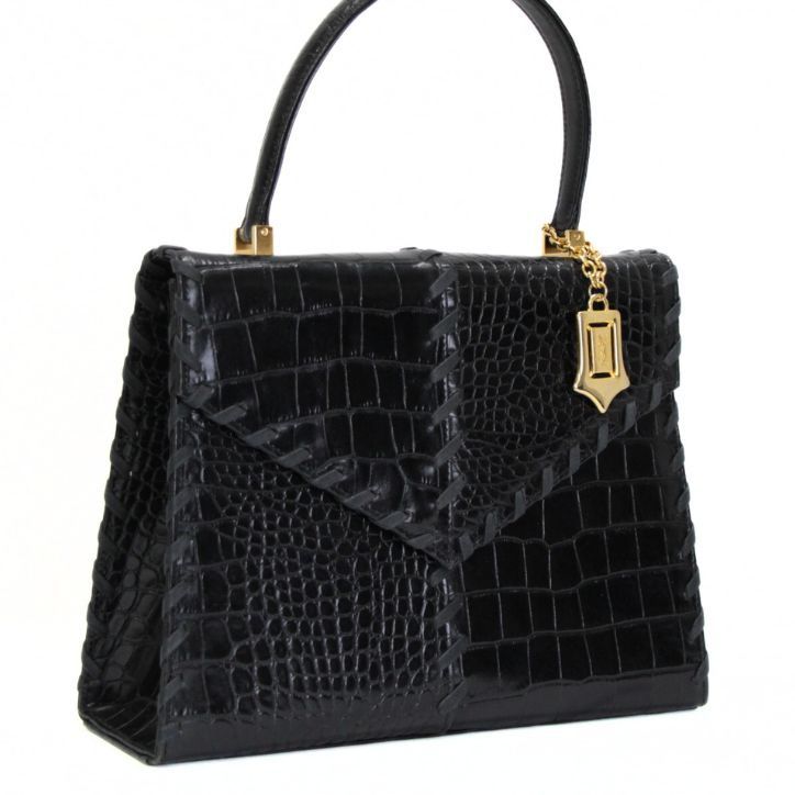 イヴサンローラン クロコ型押し ハンドバッグ YSL総柄 レザー Yves Saint Laurent イヴサンローラン ハンドバッグ クロコ型押し