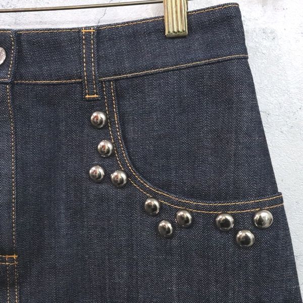 ルイヴィトン Louis Vuitton スタッズ付き デニムスカート モノグラム インディゴブルー size 36 17939