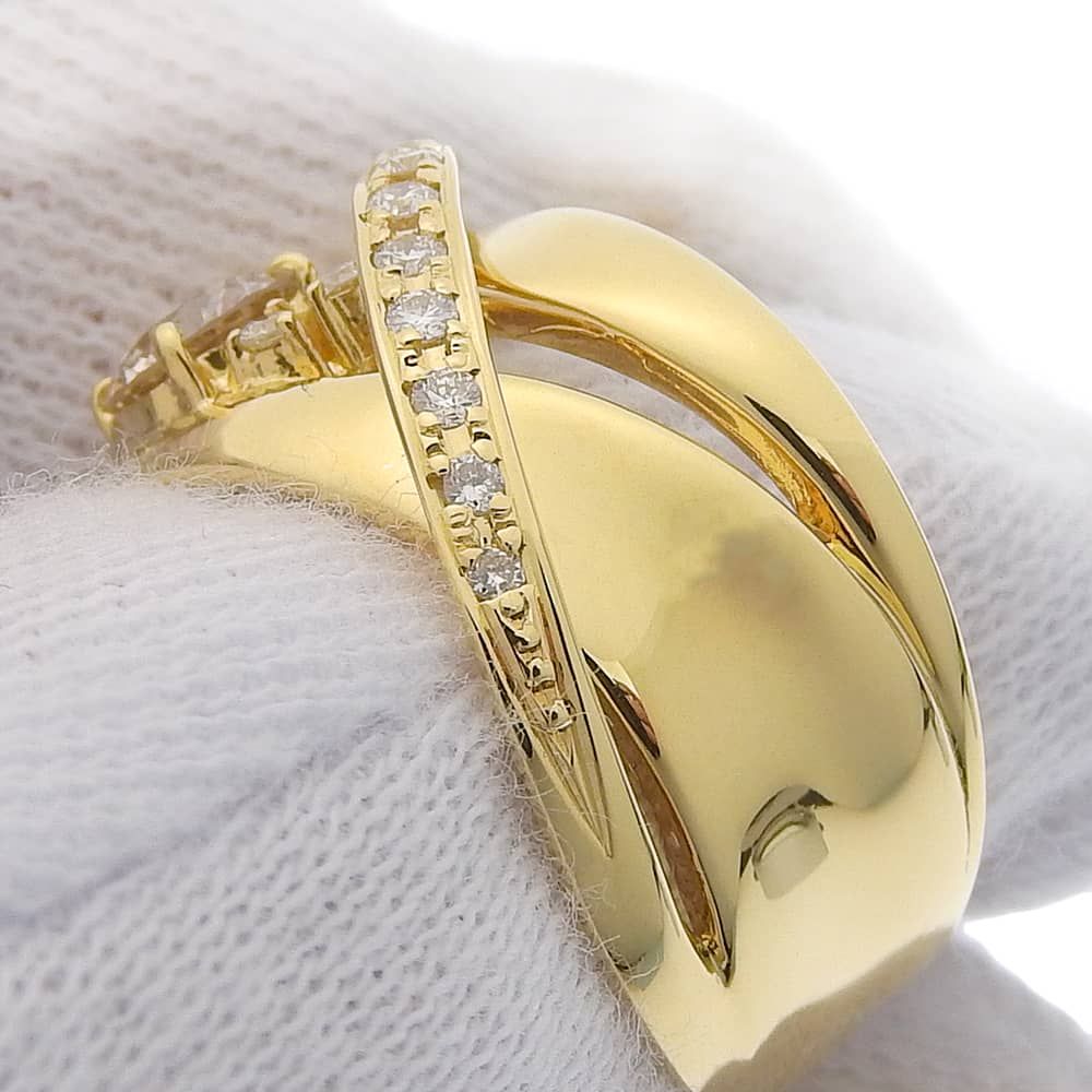 本物保証】 鑑付 新品同様 リング 指輪 7.2g K18YG ダイヤモンド 0.517