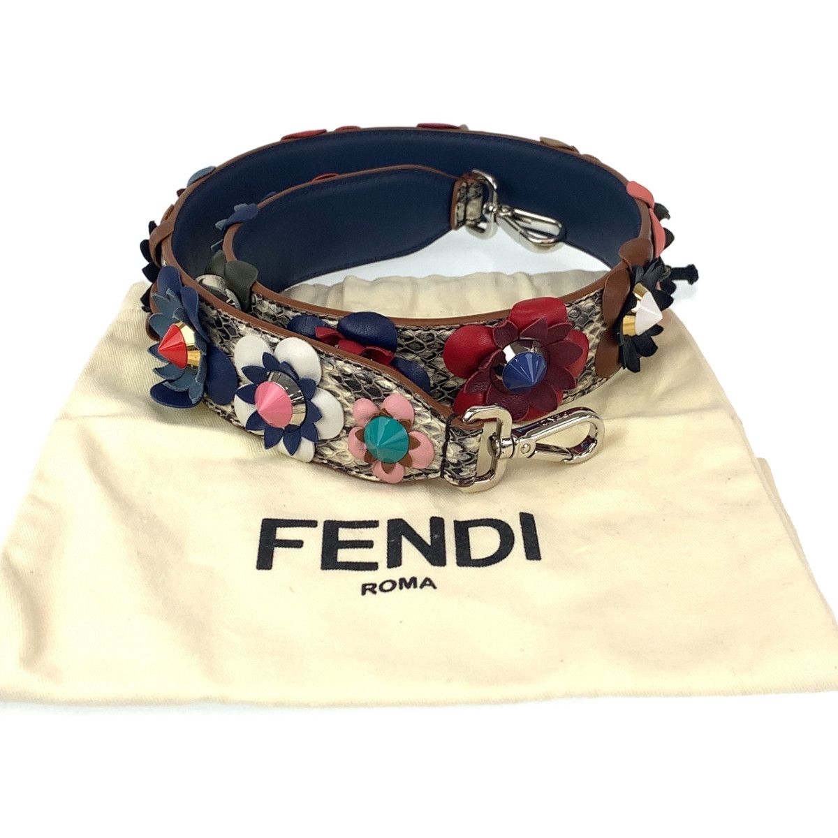 未使用品　極美品　フェンディ　ストラップユー　フラワー　花　マルチカラー 付属品 美品 FENDI フェンディ ストラップユー フラワー マルチカラー レザー