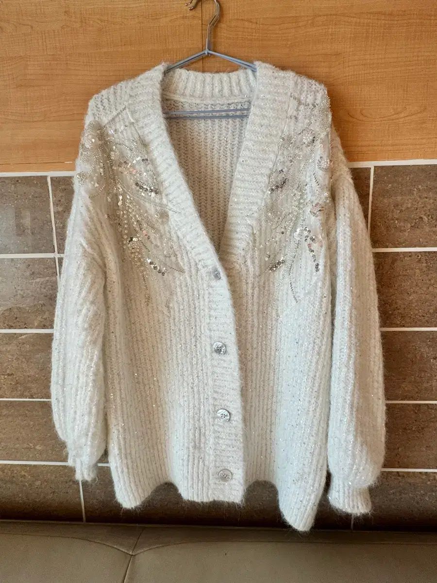 スパンコール 装飾 ニット カーディガン
