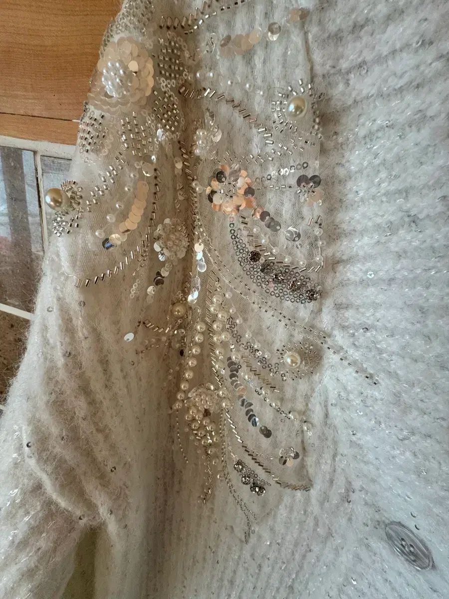 スパンコール 装飾 ニット カーディガン