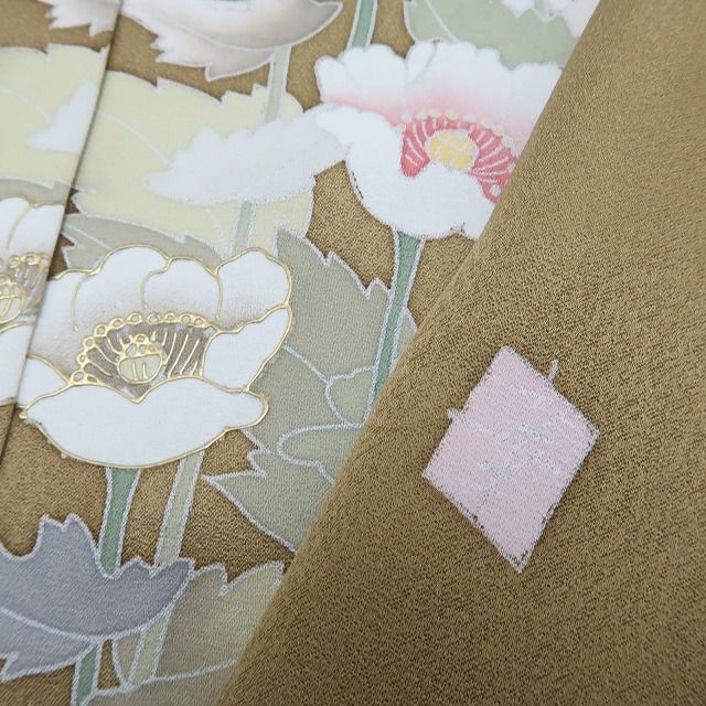 ✾まめ藤✾ｍ645 正絹 未仕立て 加賀友禅 由井英雄落款 蝶 八掛付き 訪問着