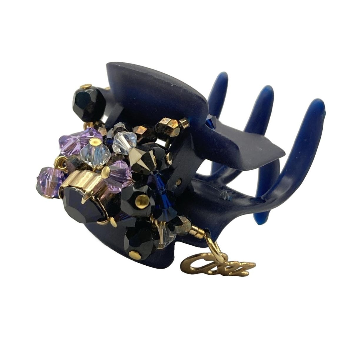 ComplexBIZ コンプレックスビズ - ダークネイビー×ゴールド×マルチ ヘアクリップ ラインストーン ビーズ