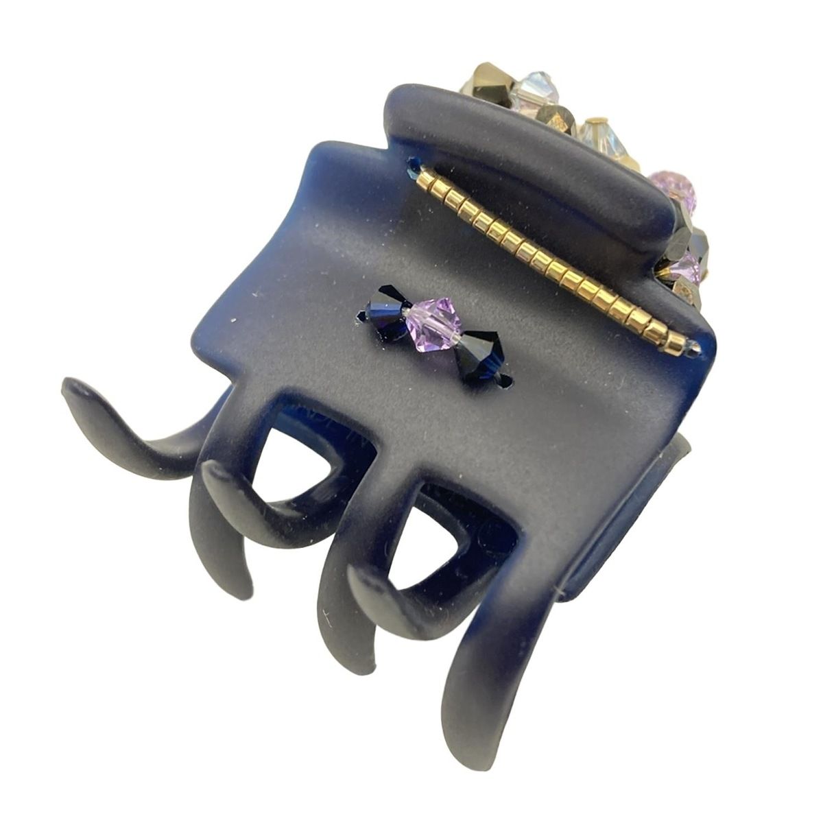 ComplexBIZ コンプレックスビズ - ダークネイビー×ゴールド×マルチ ヘアクリップ ラインストーン ビーズ