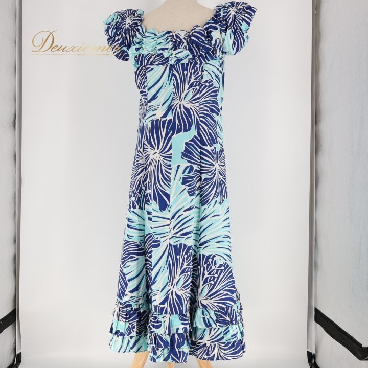 フラダンス 衣装 ワンピース ドレス CC Fashions ブルー系 ハワイ製