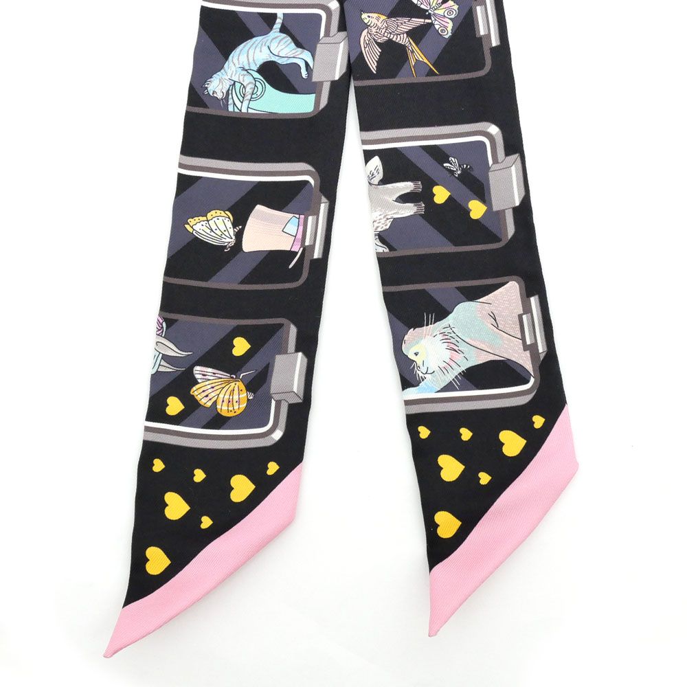 名東】エルメス ツイリー エルメスストーリー ネイビー マルチカラー