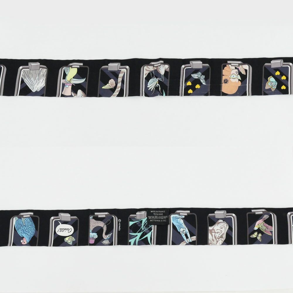 名東】エルメス ツイリー エルメスストーリー ネイビー マルチカラー