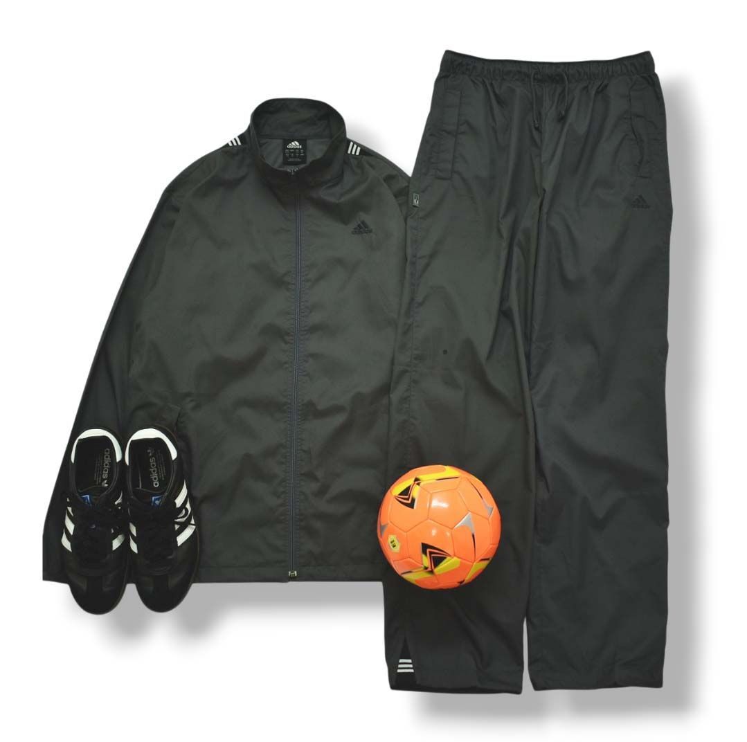 アディダス adidas クライマプルーフ CLIMAPROOF ウィンド ウェア セットアップ 上下 ジャケット x パンツ L グレー スポーツ タウンユース レジャー メンズ