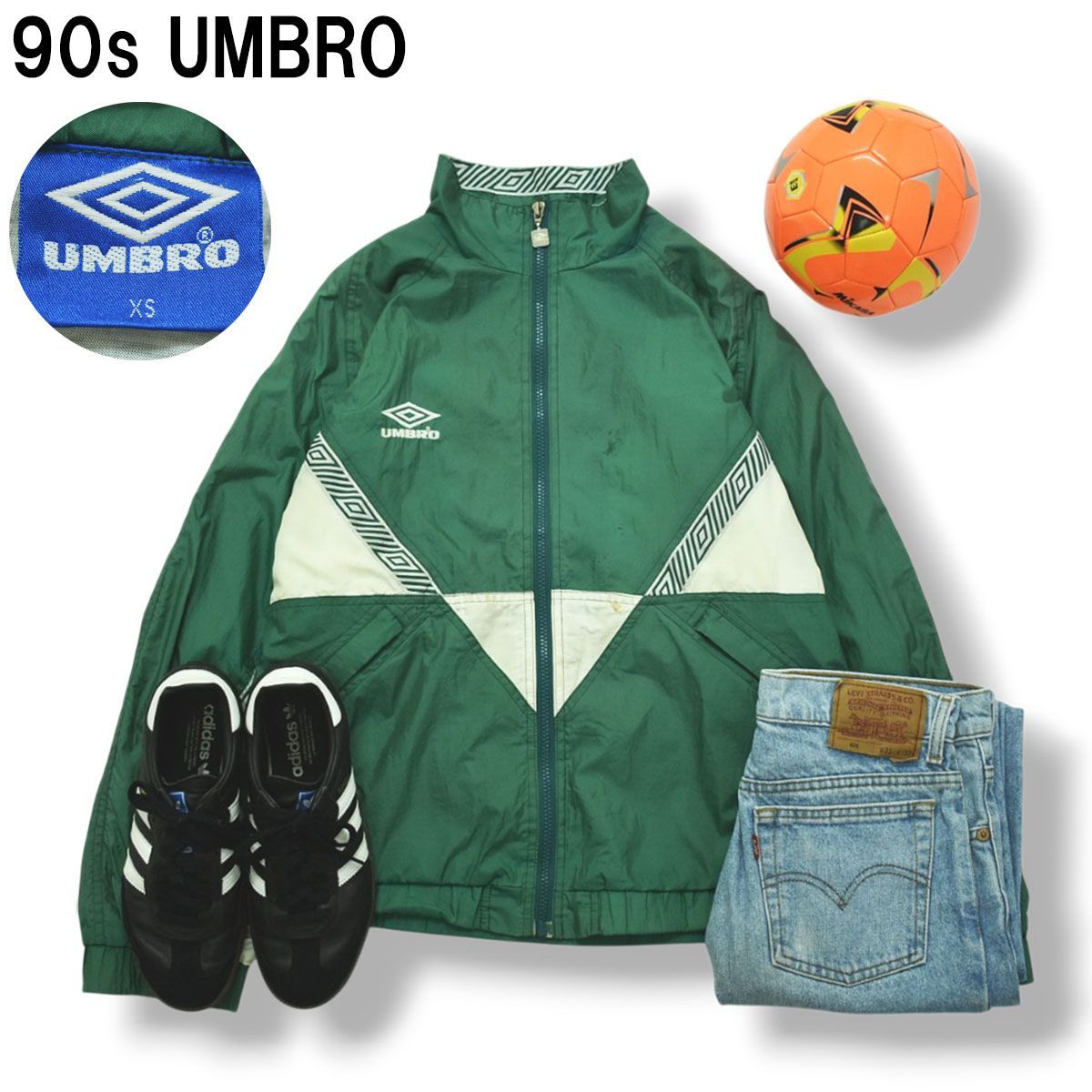 人気】 90s ヴィンテージ アンブロ UMBRO スタンドカラー ナイロン 