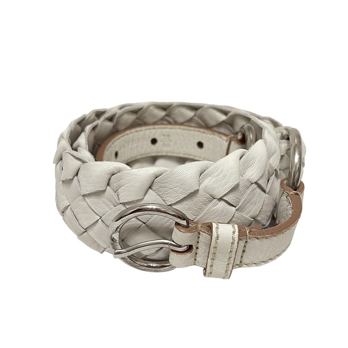 ジルサンダー ベルト 80 32 - 白 編み込み レザー