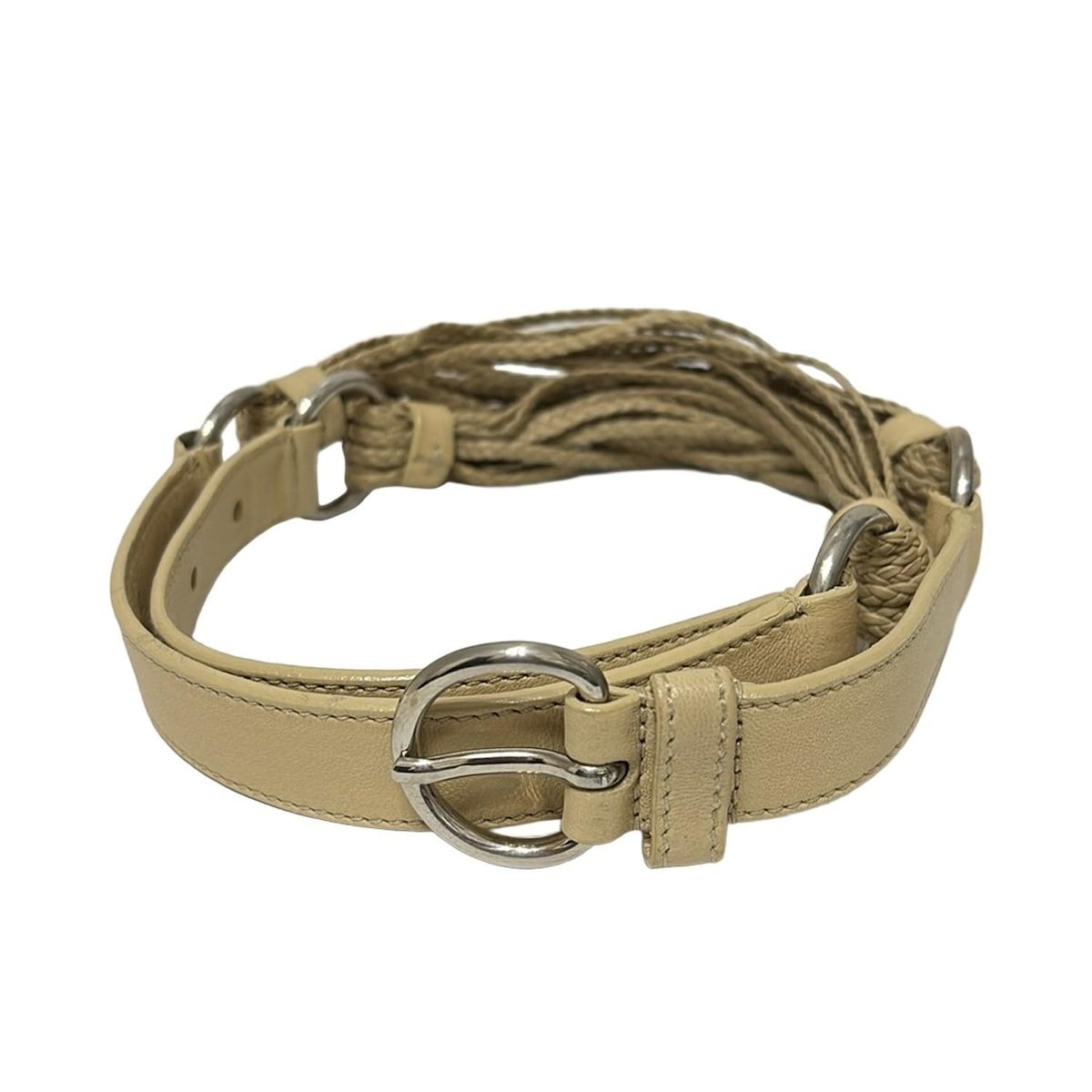 ジルサンダー ベルト 85 34 ベージュ 編み込み レザー