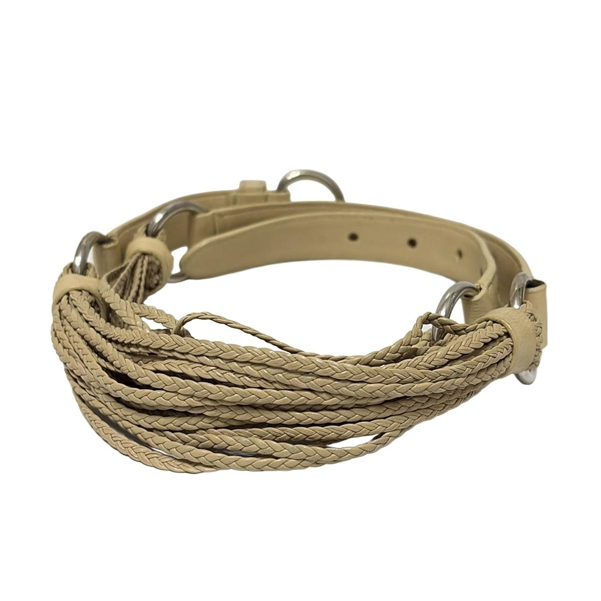 ジルサンダー ベルト 85 34 - ベージュ 編み込み レザー