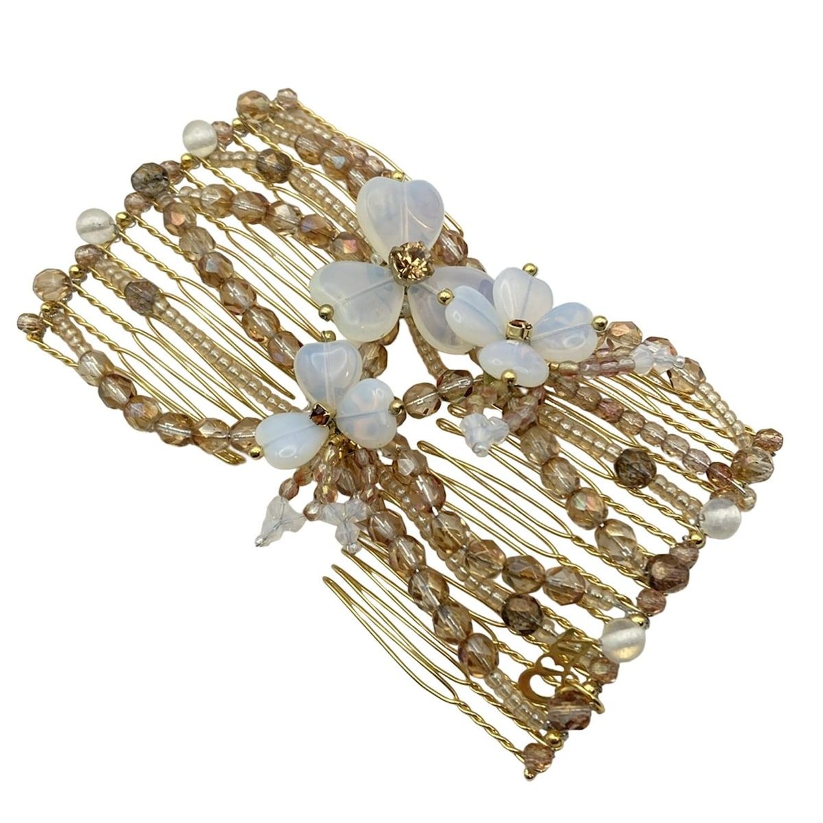 ComplexBIZ コンプレックスビズ - ゴールド×ブラウン×マルチ ヘアコーム ビーズ ラインストーン