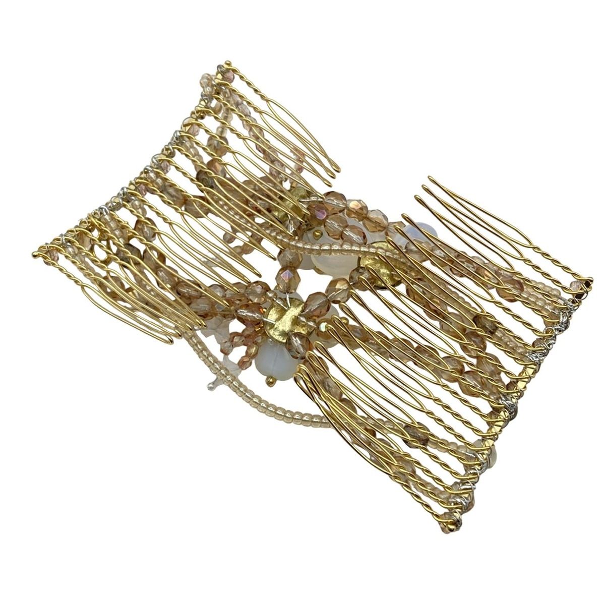 ComplexBIZ コンプレックスビズ - ゴールド×ブラウン×マルチ ヘアコーム ビーズ ラインストーン