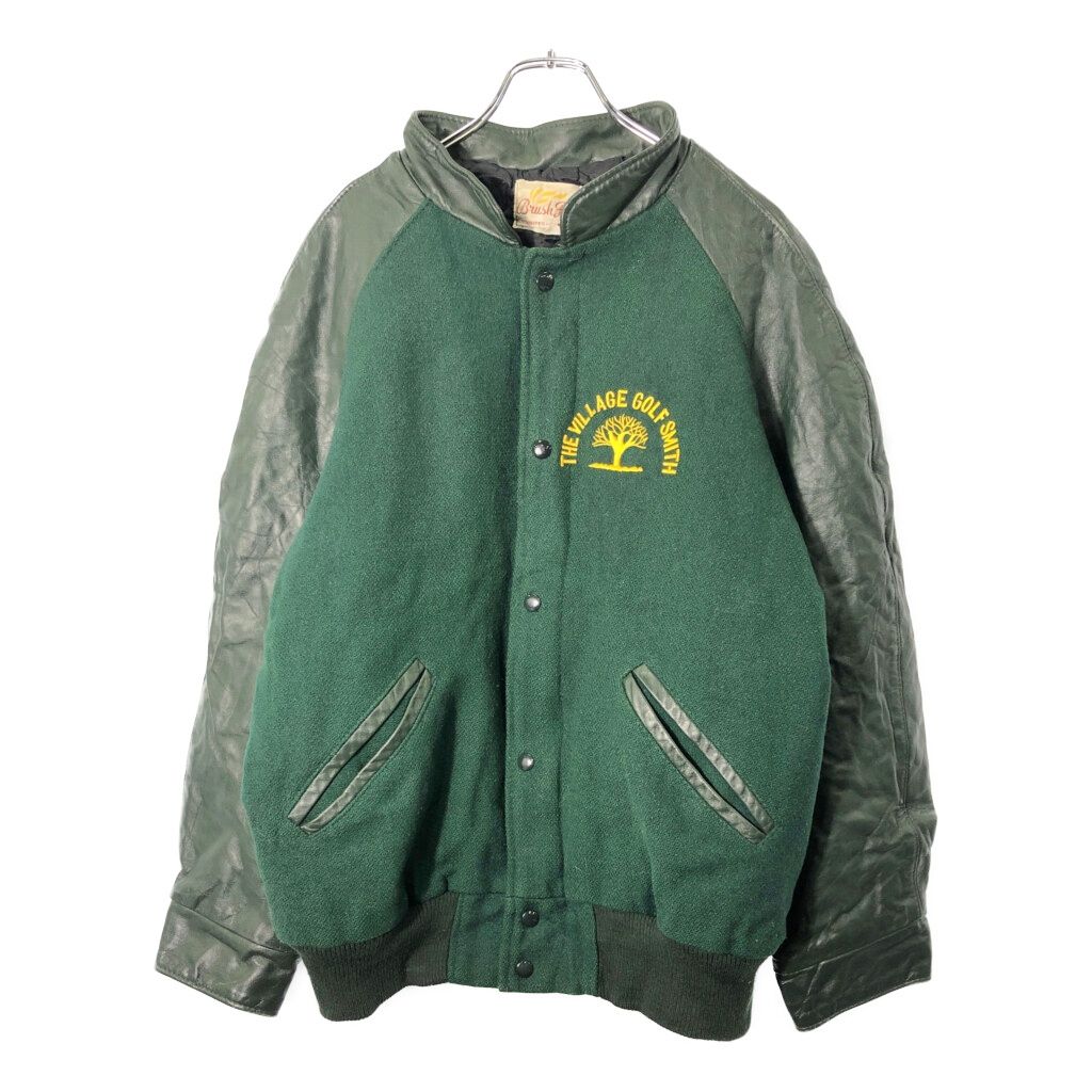 Brush Fire ウール スタジアムジャケット グリーン メンズ XL相当 古着 V 8708