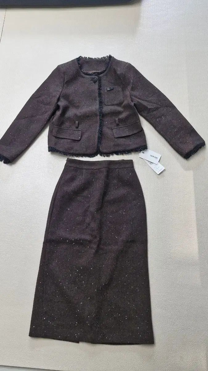 ブラウン ツイード ジャケット スカート セット
