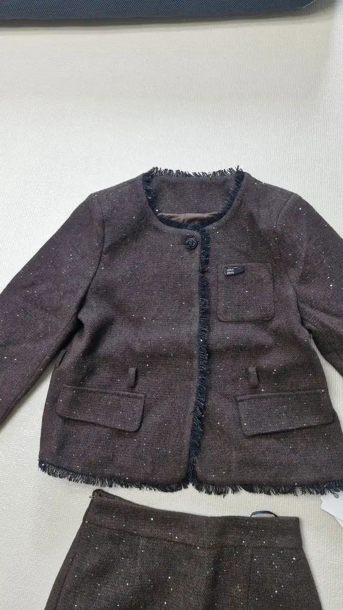 ブラウン ツイード ジャケット スカート セット