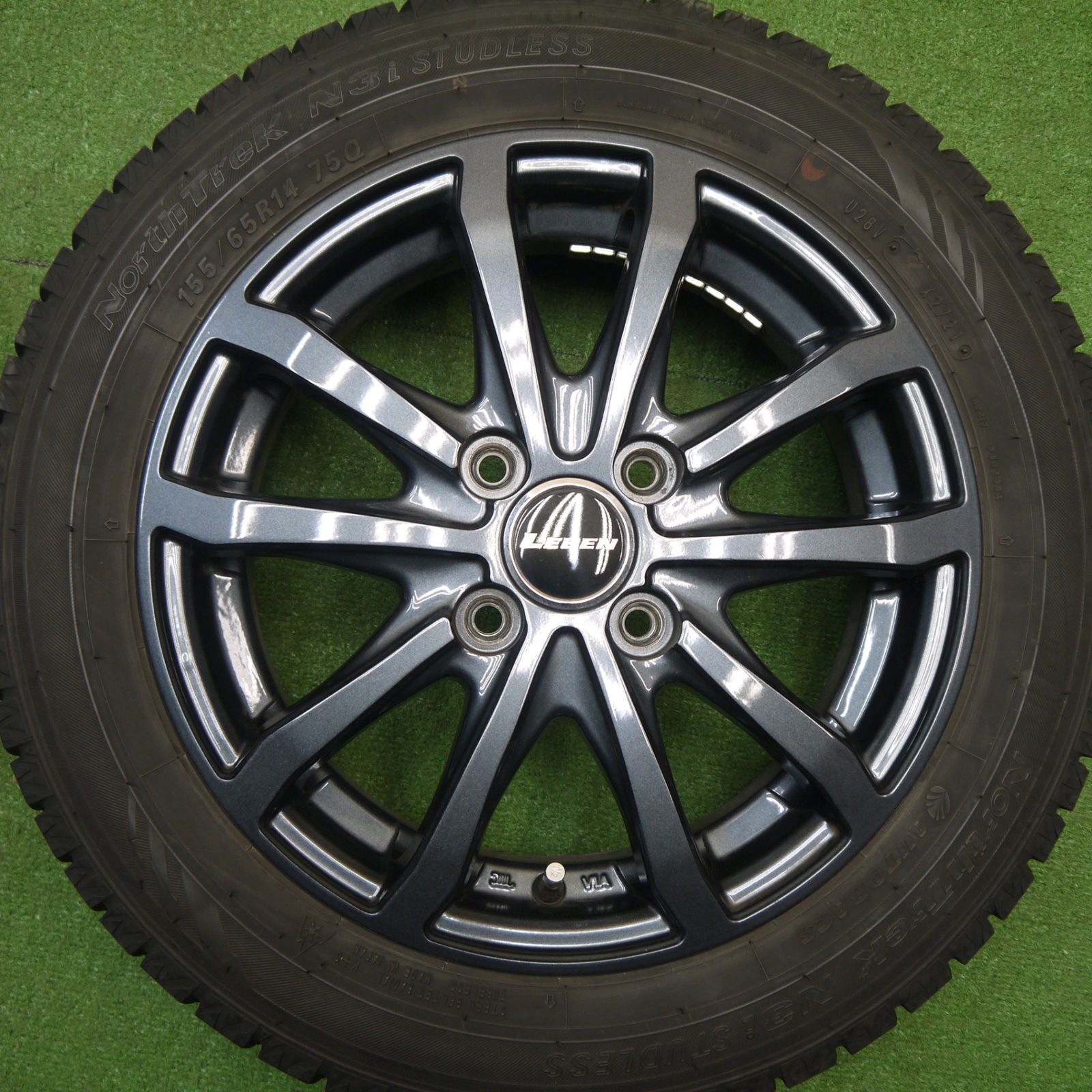  バリ溝 21年 キレイ 9 5分 スタッドレス 155 65 R 14 オートバックス ノーストレック N 3 i LEBEN レーベン 14インチ PCD 100 4 H ス 14インチ タイヤ ホイールセット