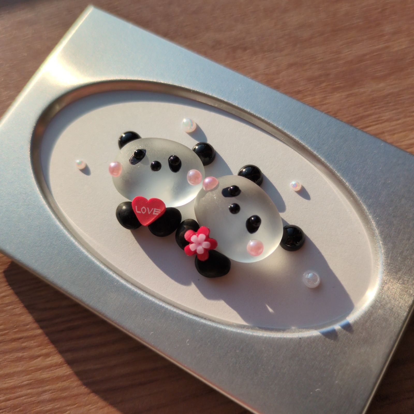 シーグラスアート パンダ LOVE なかよし - メルカリ