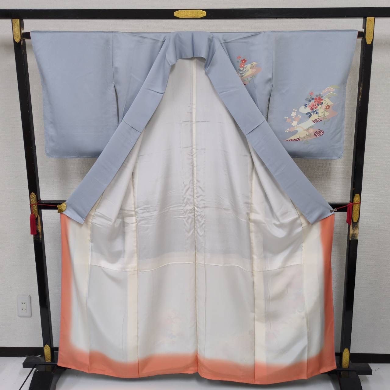 付下げ 金彩 友禅 裄65 紋無し上品な染め 訪問着 正絹 着物 MK-2349