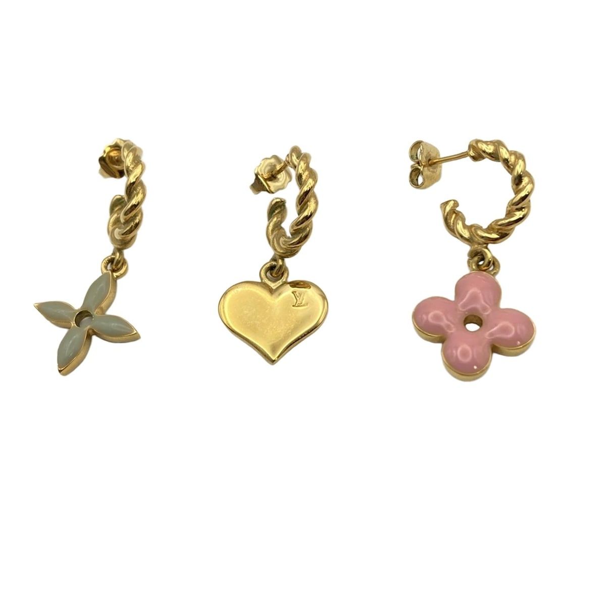 LOUIS VUITTON ルイヴィトン ピアス ブークルドレイユスウィートモノグラム M 65472 ゴールド×ピンク×グレー