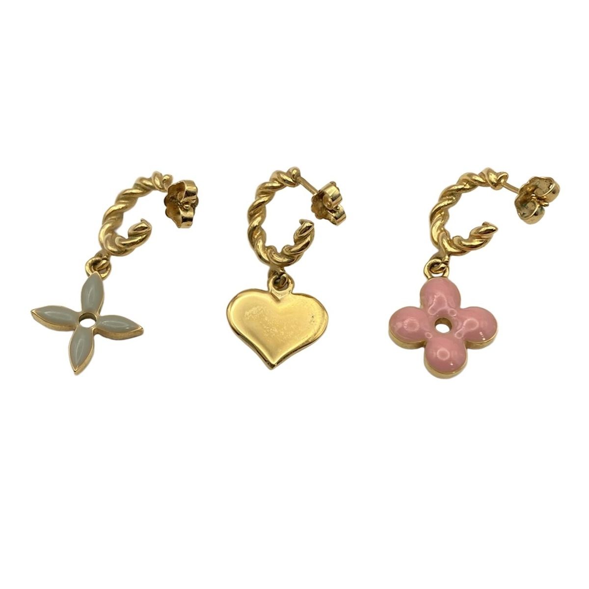 LOUIS VUITTON ルイヴィトン ピアス ブークルドレイユスウィートモノグラム M 65472 ゴールド ピンク グレー