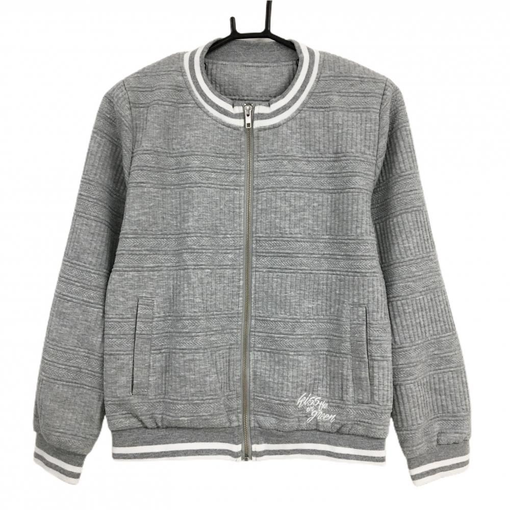キスオンザグリーン ジャケットブルゾン グレー 総柄地模様 裏地付き
