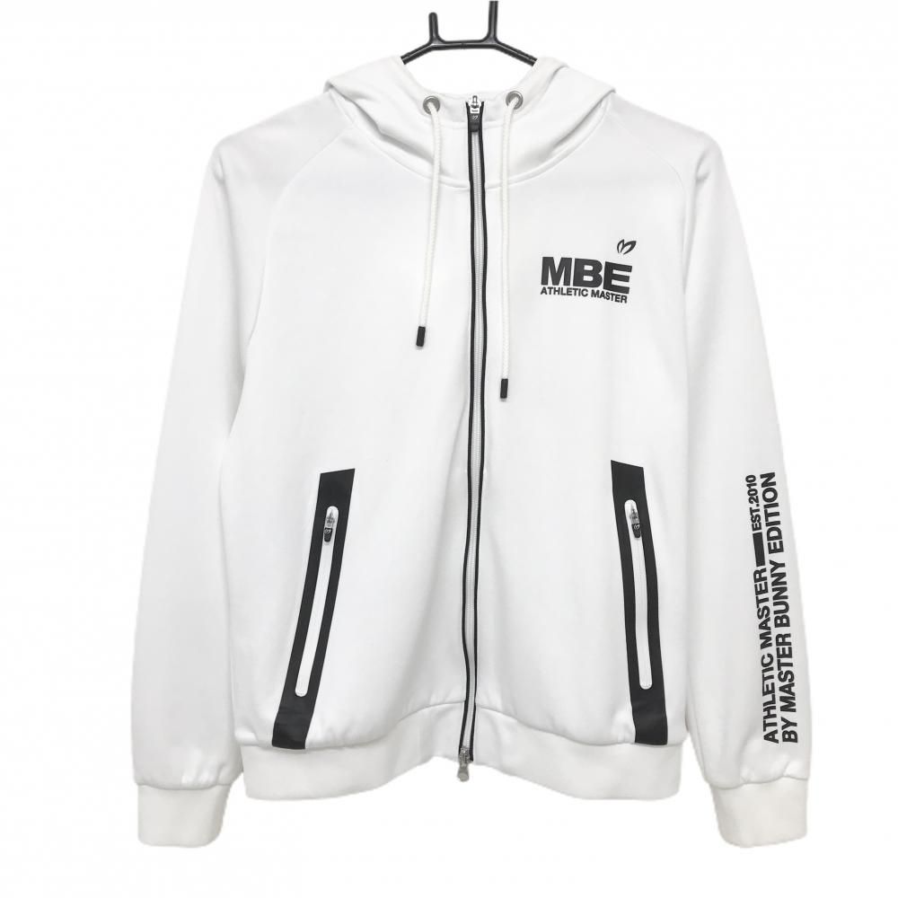 美品】マスターバニー ジップパーカー 白×黒 胸ロゴ ダブルジップ