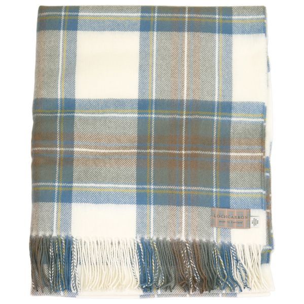 ウール ストール ブランケット ギフト ラグ 大判 ロキャロン タータン チェック レディース 英国 おしゃれ ひざ掛け メンズ ブルードレススチュアート