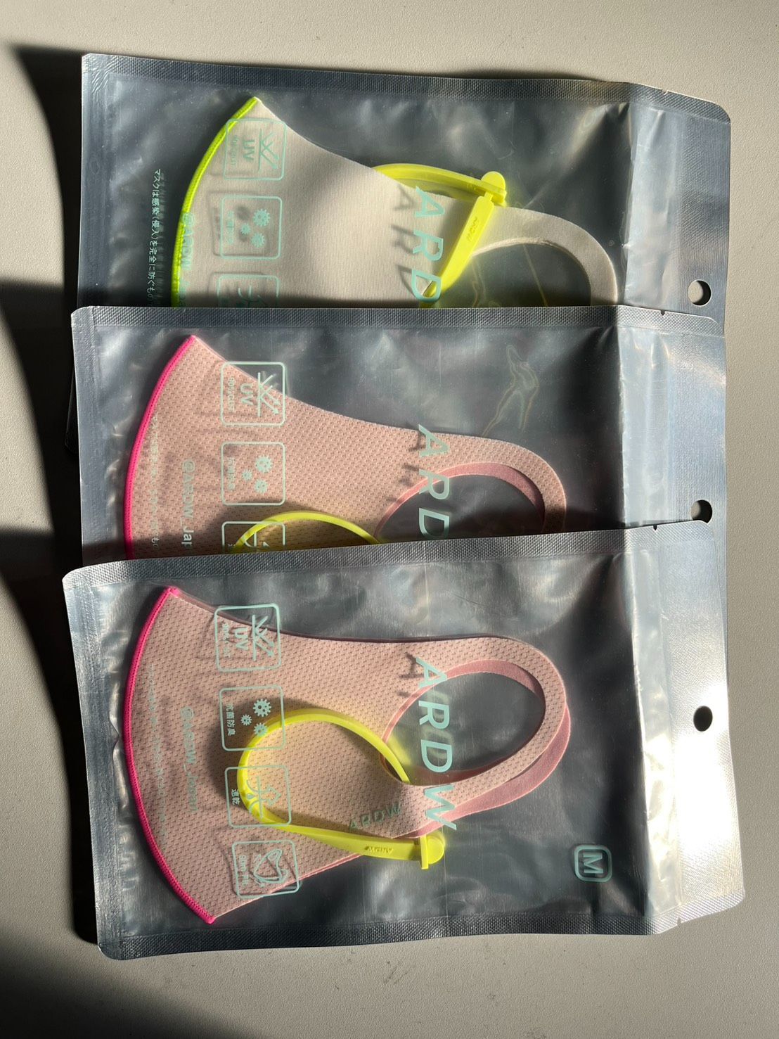 ARDW MASK アルドゥ マスク Mサイズ パステルピンク セット 洗える立体マスク UVカット 抗菌防臭