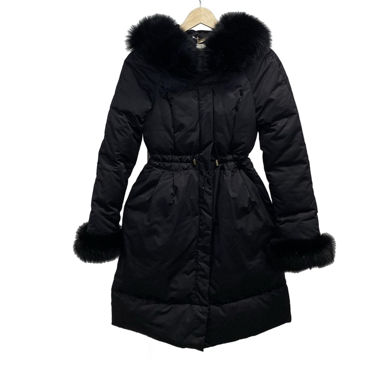 ハロッズHarrodsフォックスファー付ダウンコート黒Sサイズ HARRODS(ハロッズ) ダウンコート サイズ1 S レディース - 黒 長袖