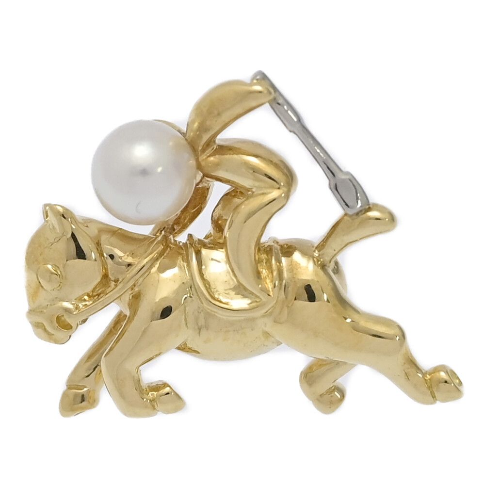 ミキモト アコヤ真珠 Japan Pearl パール競馬モチーフブローチ･ピンタック K 18×Pt 900コンビ-Kメイン-4.0 g ♀ A レディース 599954