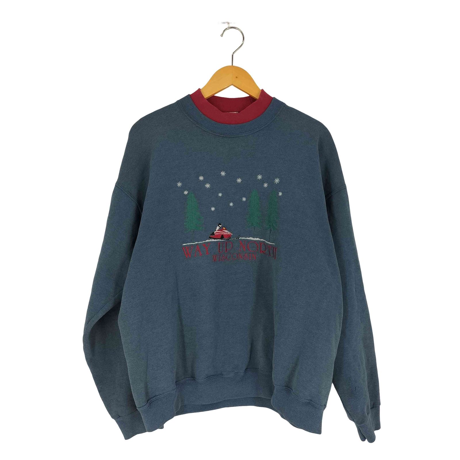 リー Lee 90S USA製 モックネック クリスマス刺繍 スウェット メンズ import：XL 