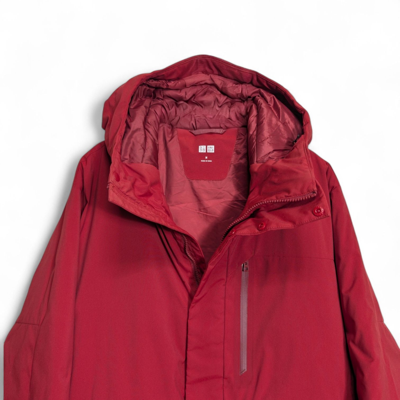 ユニクロ ハイブリッドダウンパーカ メンズM レッド UNIQLO ダウン 