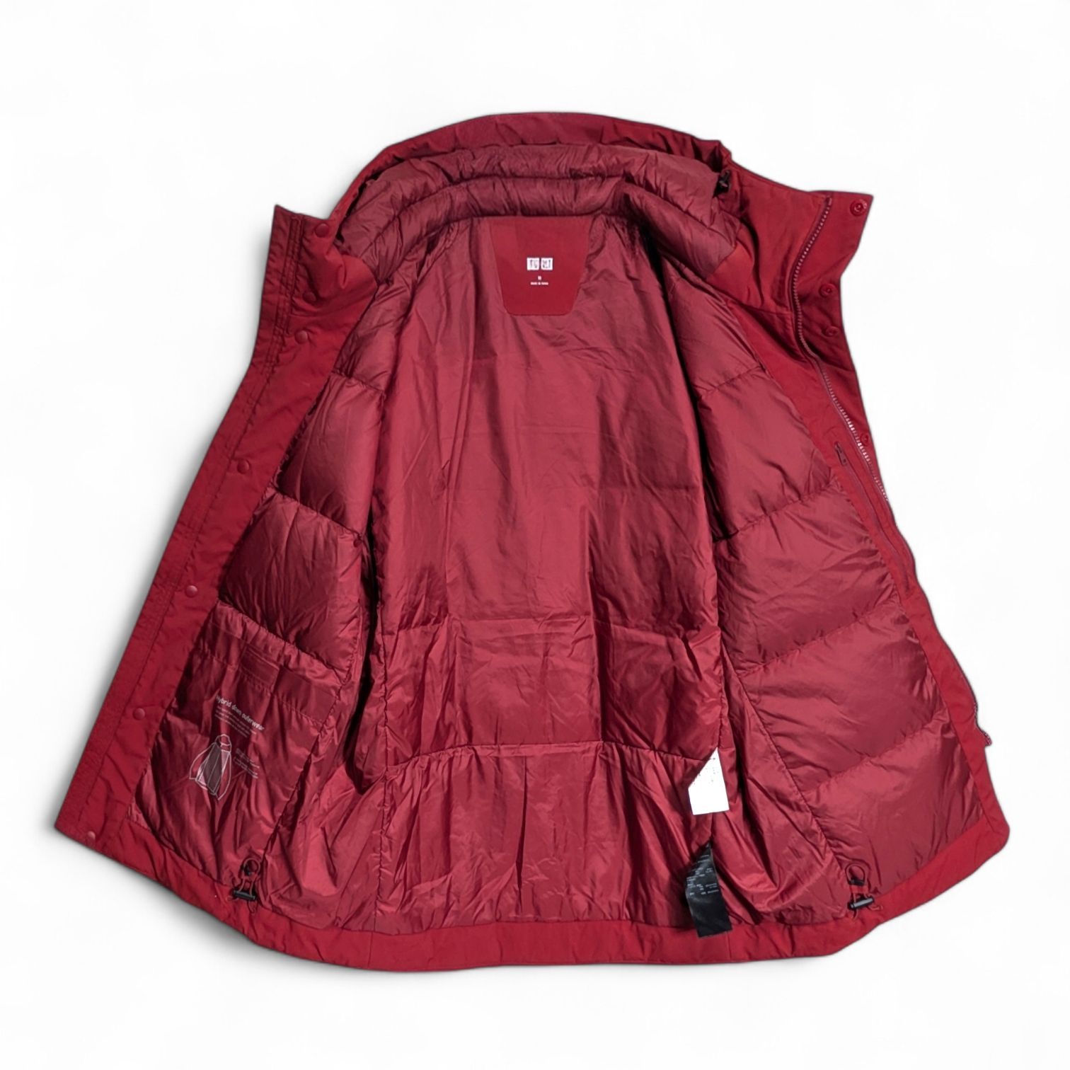 ユニクロ ハイブリッドダウンパーカ メンズM レッド UNIQLO ダウン 