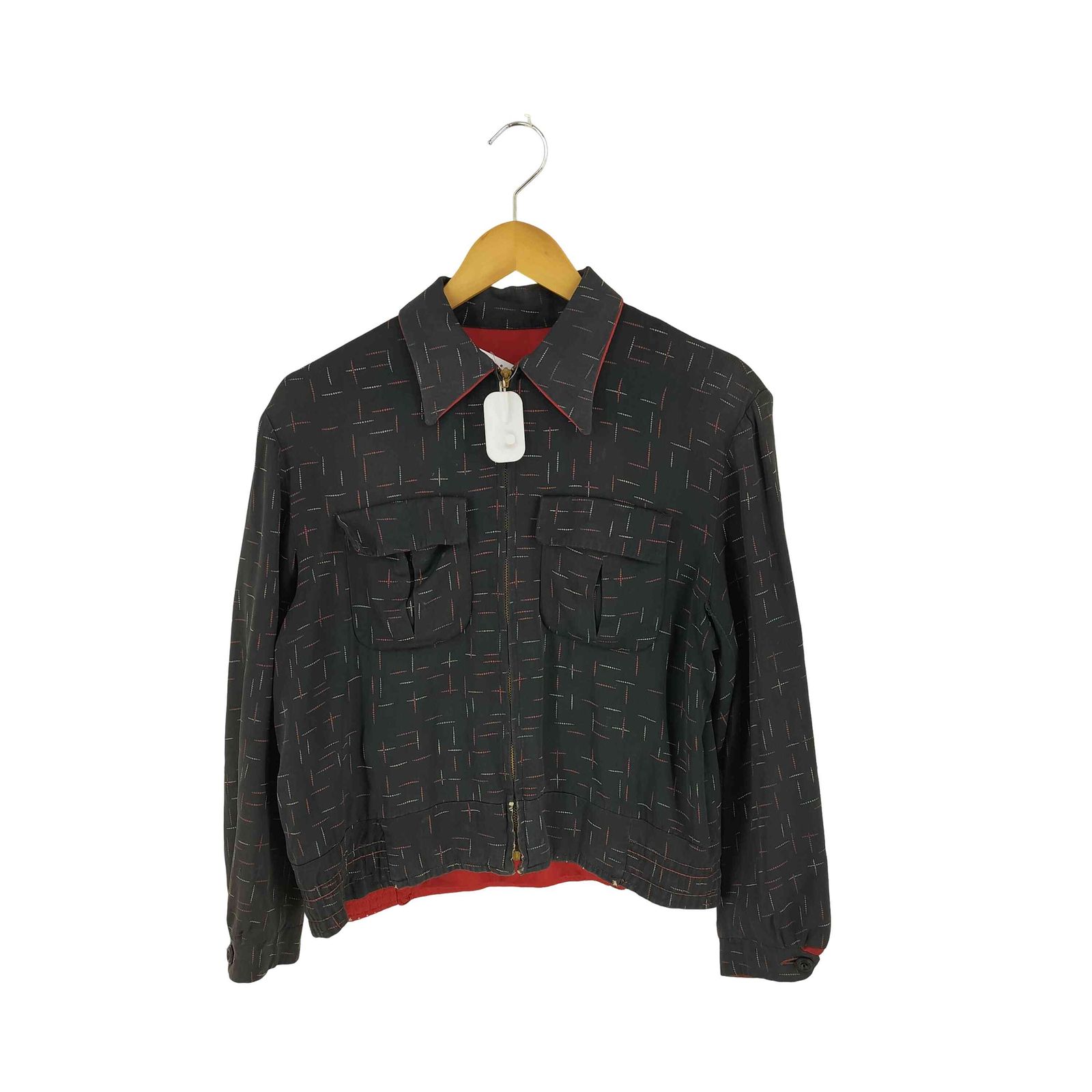 ユーズドフルギ 古着 レーヨン ギャバジャン リバーシブル 柄 メンズ 表記無