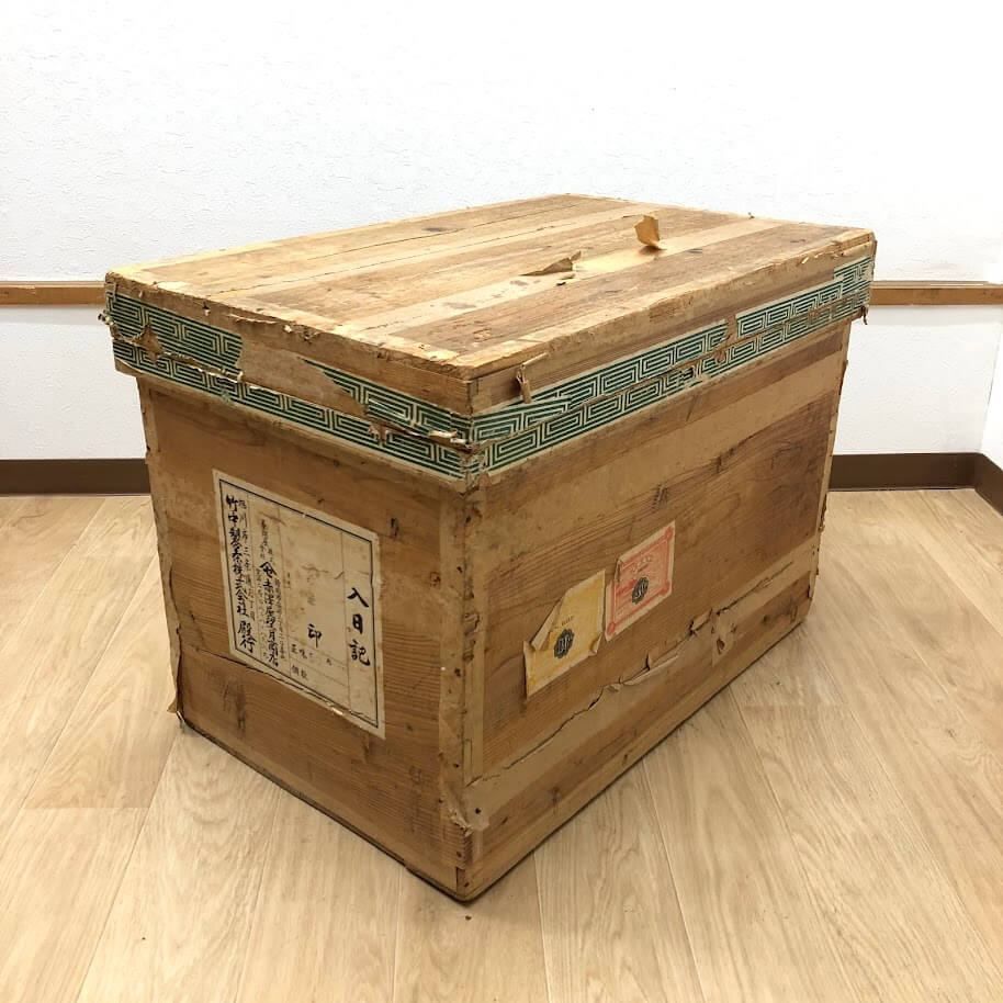 ss8221 【中古】 茶箱 大型 木箱 木製 収納箱 赤澤屋望月商店 昭和