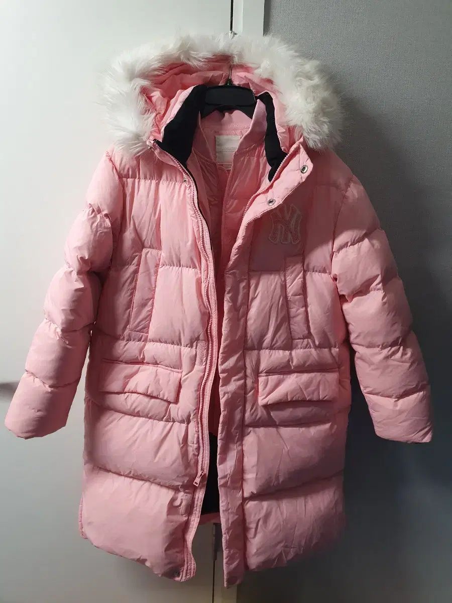 MLB メガロゴ デタッチャブル ダックダウン ロング丈 ダウンジャケット ベスト セット 155 ピンク ダウン