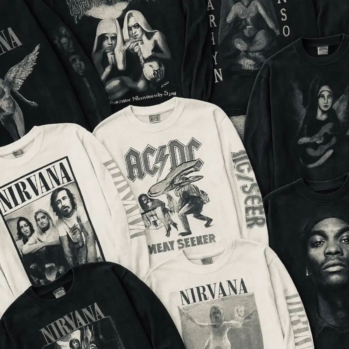 ヴィンテージNIRVANA ロングスリーブ Tシャツ rep) ヴィンテージ NIRVANA(ニルヴァーナ) 販売 ロングスリーブ Tシャツ rd