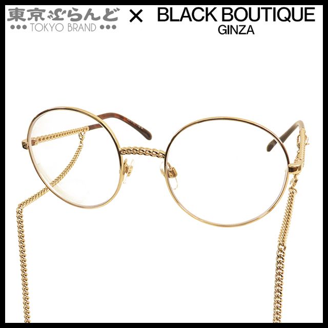 シャネル CHANEL ラウンドフレーム メガネ 眼鏡 2186 クリアxゴールド プラスチック メタル チェーン レディース