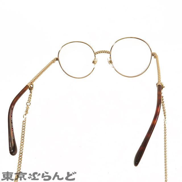シャネル CHANEL ラウンドフレーム メガネ 眼鏡 2186 クリアxゴールド プラスチック メタル チェーン レディース