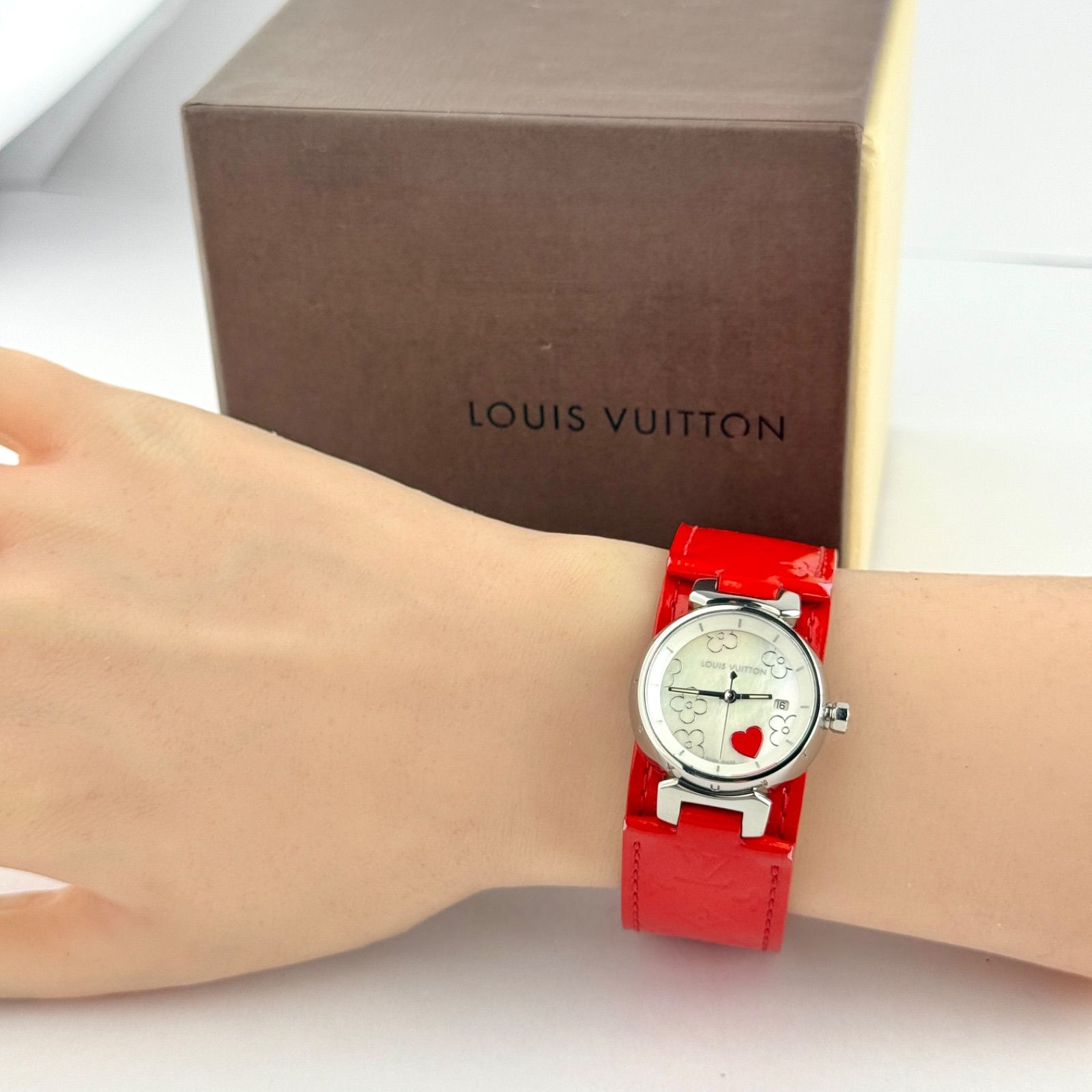 ルイヴィトン タンブール Q 121 A シェル 電池 レディース 腕時計745