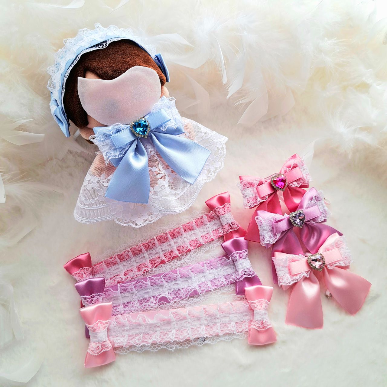 推し活グッズ ぬい用リボン ヘッドドレス ポンチョ 3点セット ぬい活