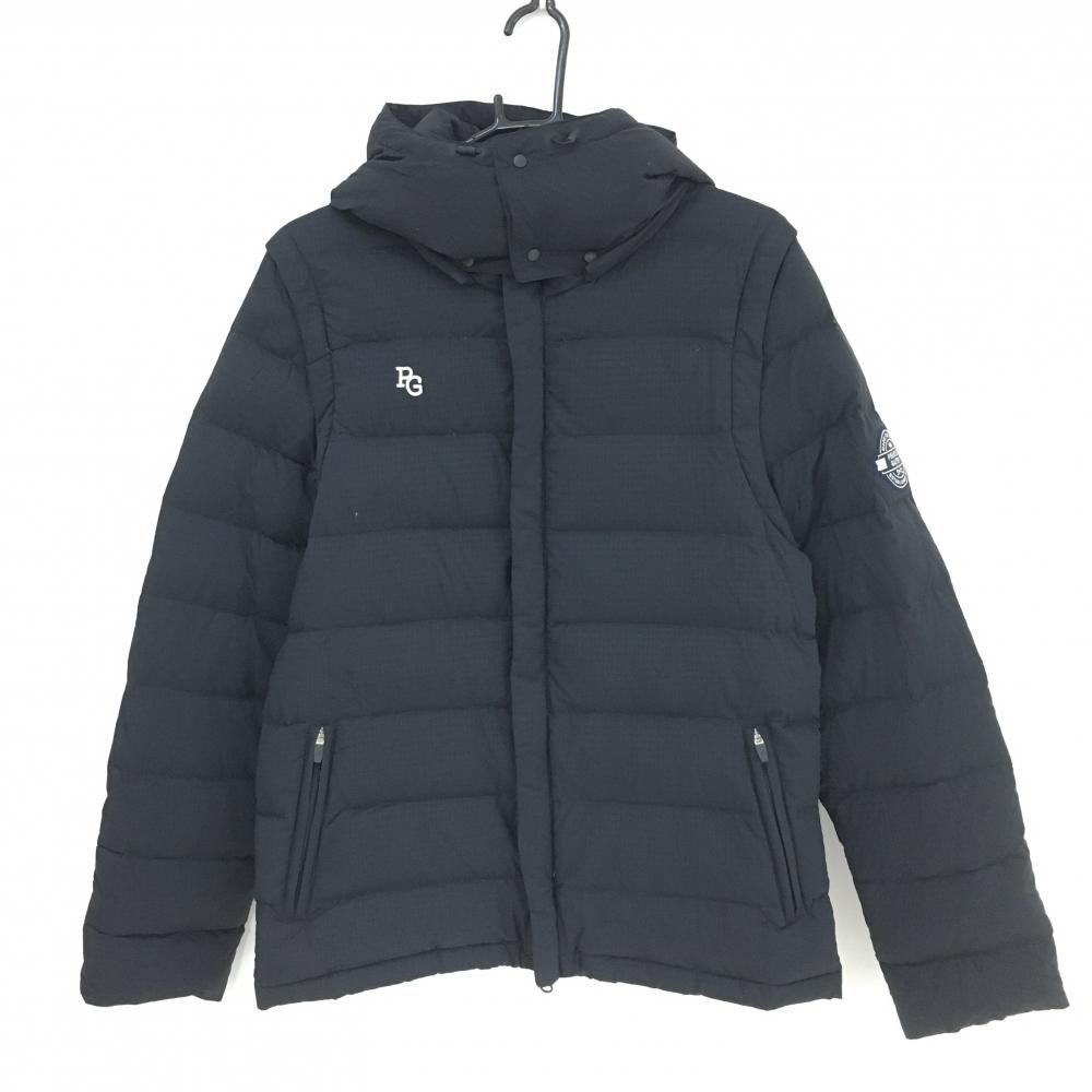 美品】パーリーゲイツ 4WAYダウンジャケット ネイビー 地模様 フード袖