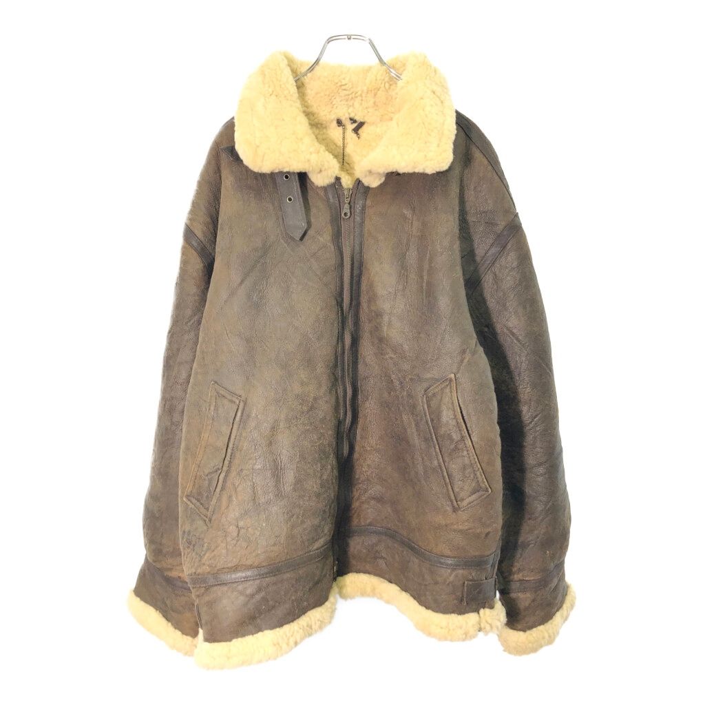 80年代 B-3 フライトジャケット ムートンジャケット ミリタリー ブラウン メンズ 56 古着 V 8712