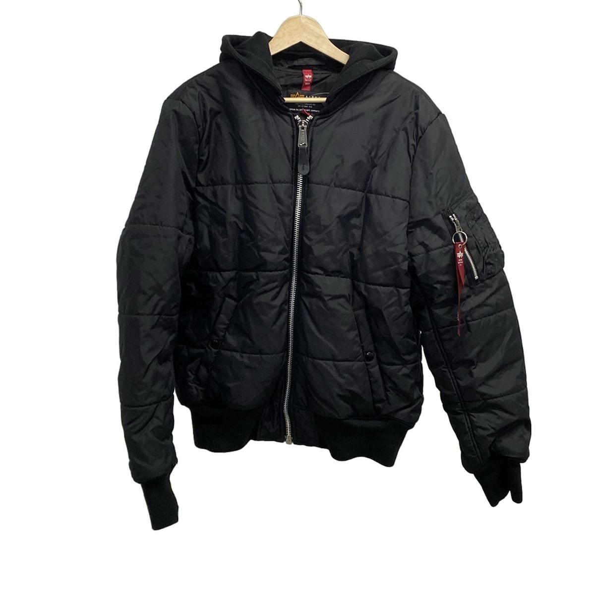 ALPHA INDUSTRIES アルファ ブルゾン サイズL メンズ - 黒 長袖 ジップアップ 中綿 冬