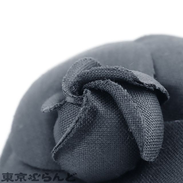 シャネル CHANEL カメリア コサージュ ネイビー ナイロン ブローチ