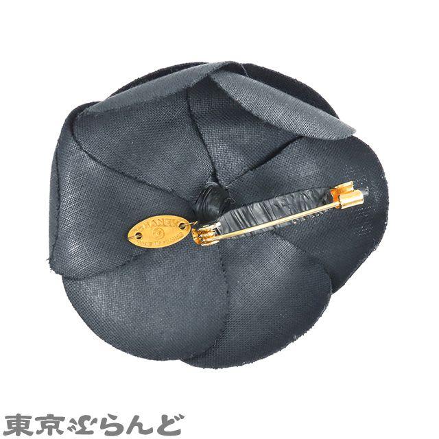 シャネル CHANEL カメリア コサージュ ネイビー ナイロン ブローチ